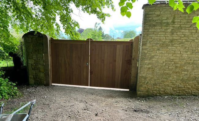 Set of Iroko hardwood gates in Burford, Oxfordshire